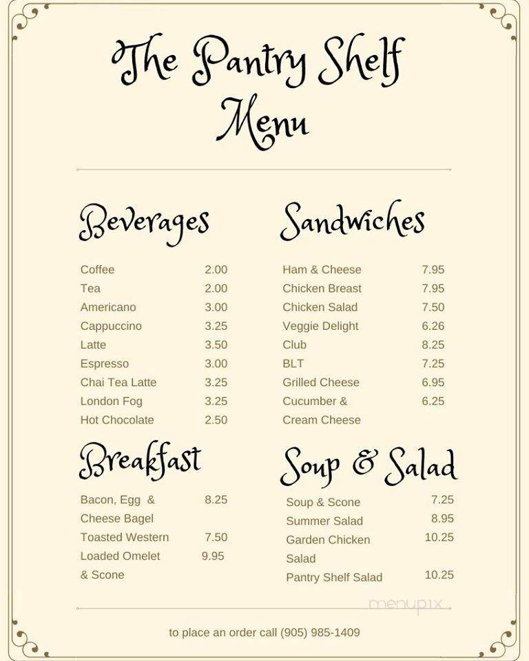 Pantry Shelf The Cafe Bakery & Fine Foods - Port Perry, ON menu_pic