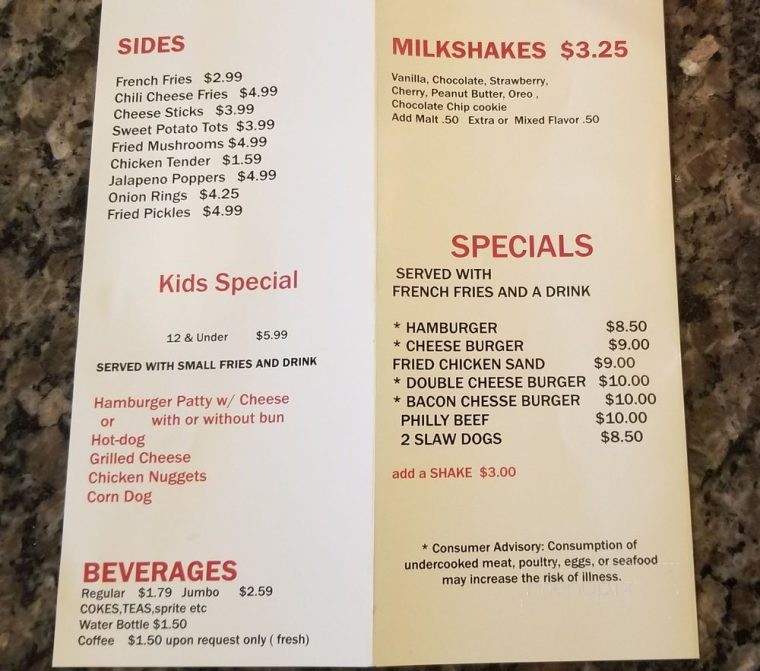 Vicky Lou's Burgers - Gainesville, GA menu_pic