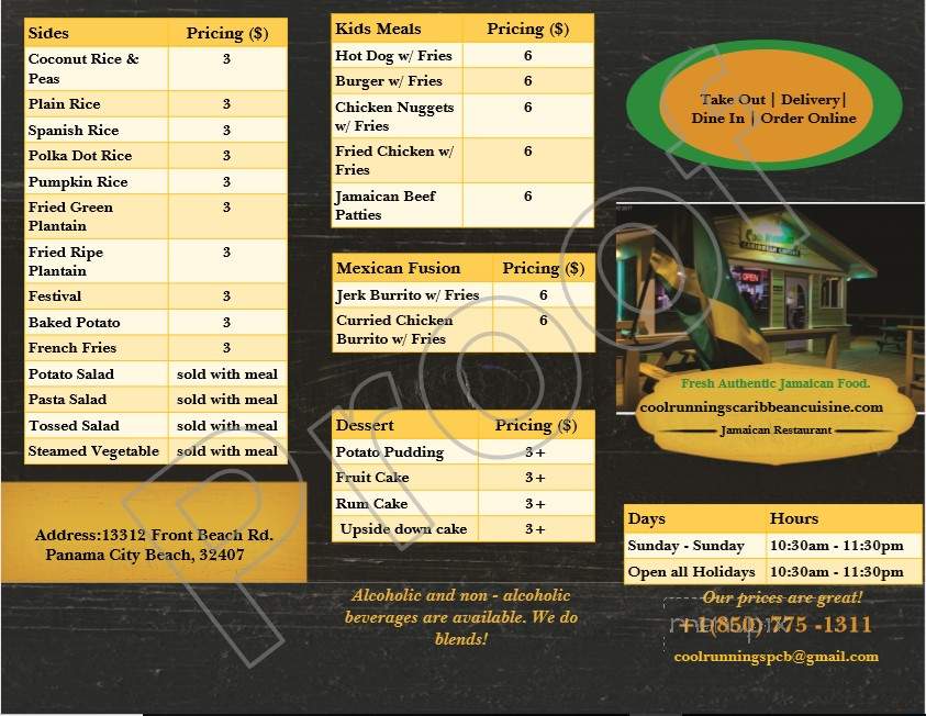 Cool Runnings Caribbean Cuisine - Panama City Beach, FL menu_pic