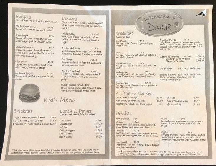 Weidman Family Diner - Weidman, MI menu_pic