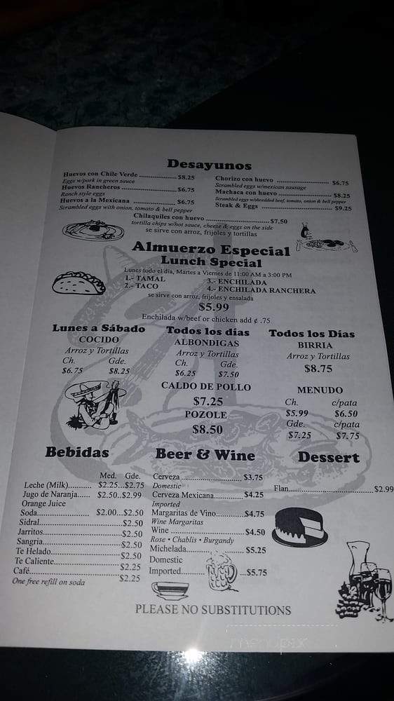 La Indiana Restaurant - La Puente, CA menu_pic