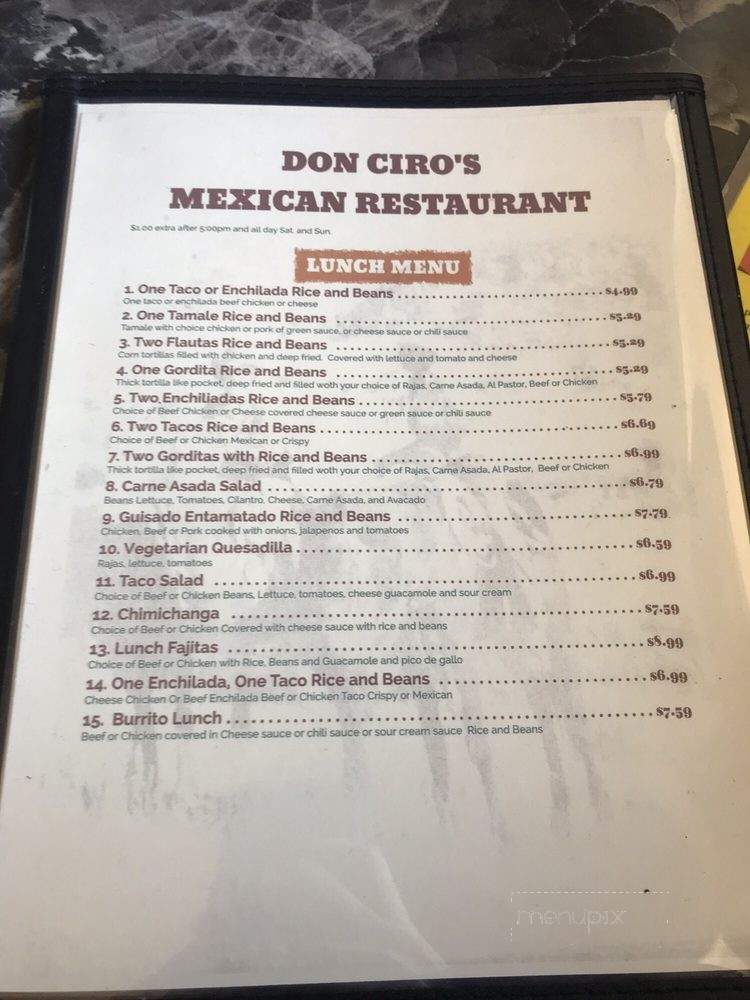 Don Ciro's - Shawnee, OK menu_pic