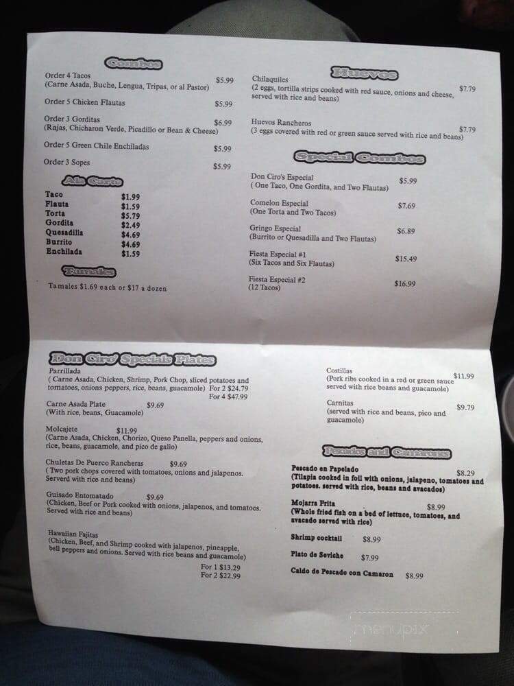 Don Ciro's - Shawnee, OK menu_pic