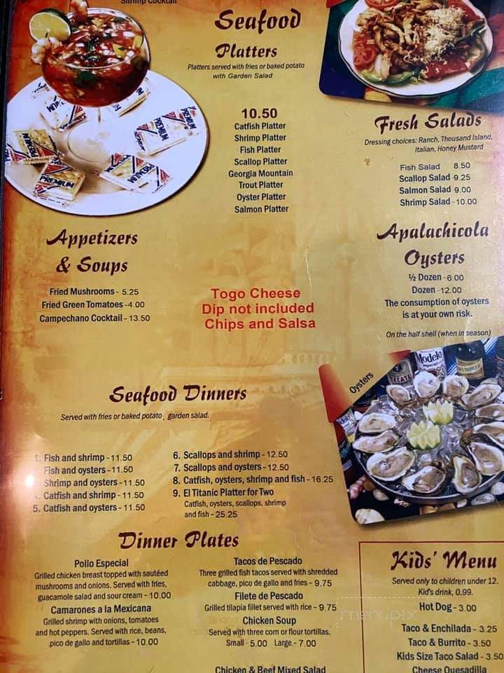 El Titanic - Belton, SC menu_pic