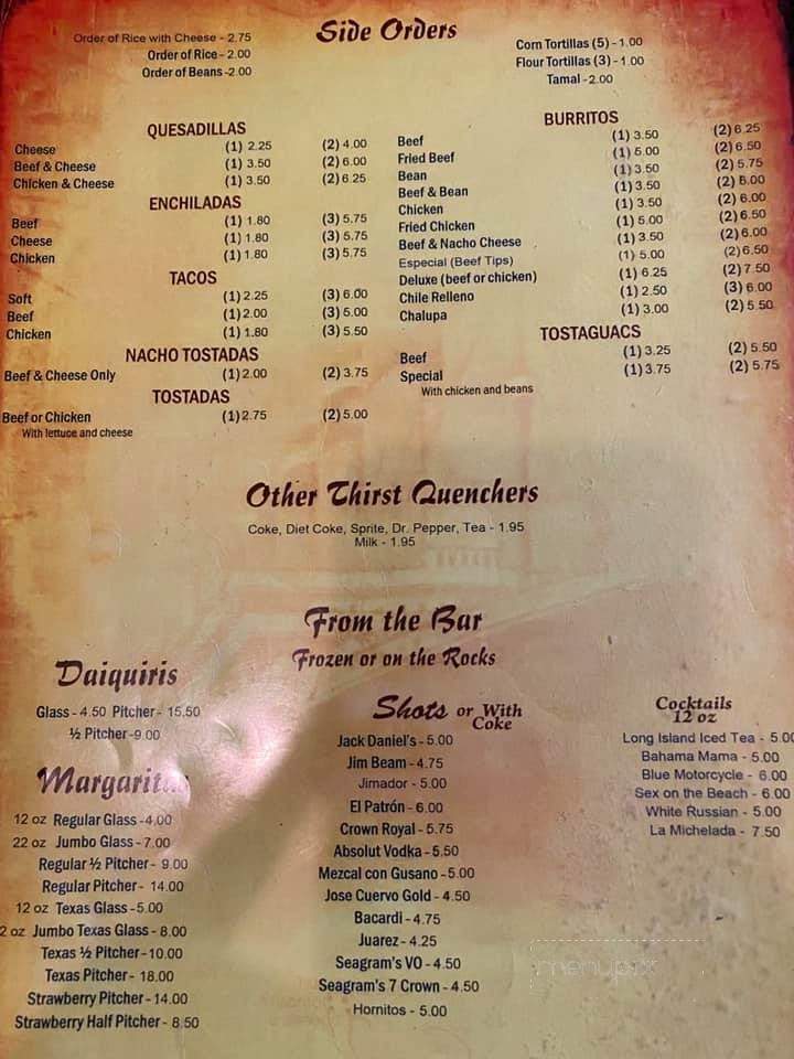El Titanic - Belton, SC menu_pic