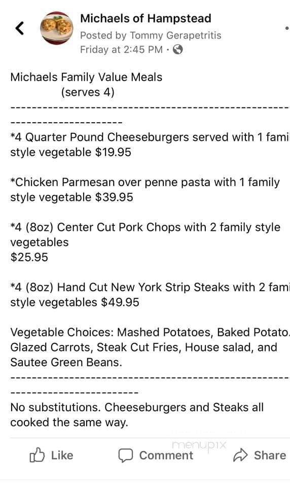 Michaels of Hampstead - Hampstead, MD menu_pic
