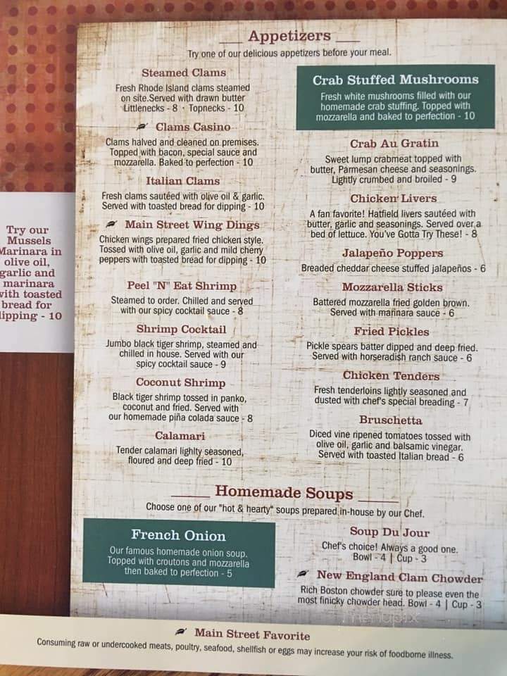 Main Street Bar & Grill - Mocanaqua, PA menu_pic