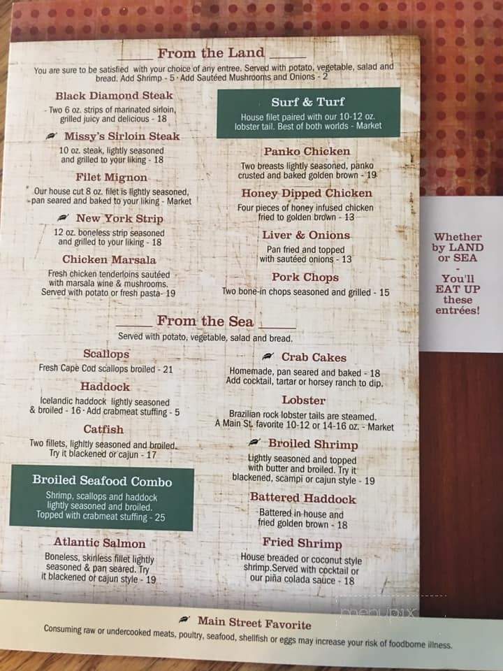 Main Street Bar & Grill - Mocanaqua, PA menu_pic