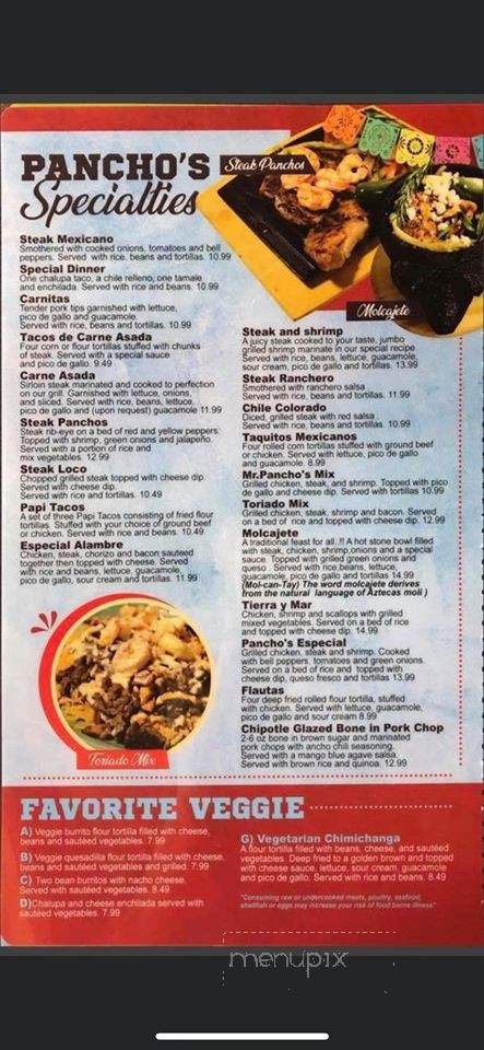 Mr. Pancho's - East Alton, IL menu_pic