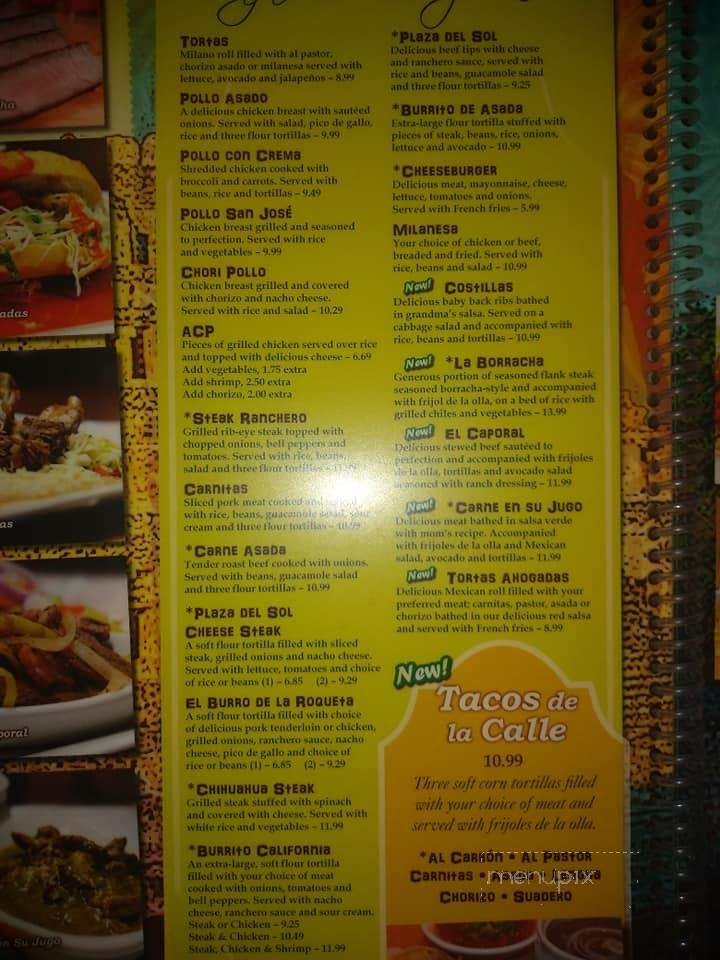 Plaza Del Sol - Jefferson, NC menu_pic