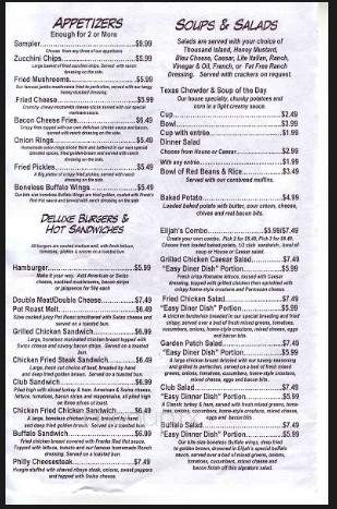 Elijah's Cafe - Kirbyville, TX menu_pic
