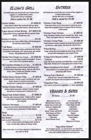 Elijah's Cafe - Kirbyville, TX menu_pic
