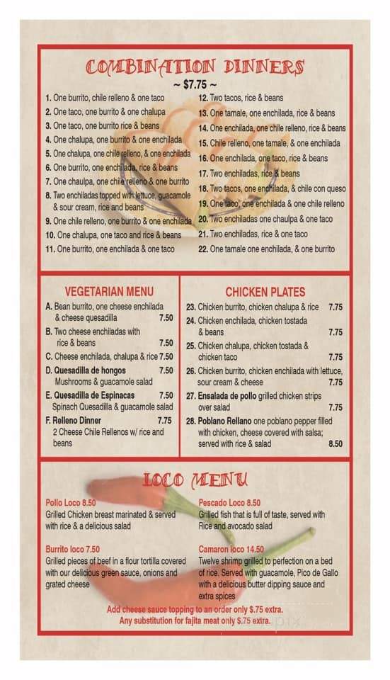 Chilango's Mexican Restaurant - Tahlequah, OK menu_pic