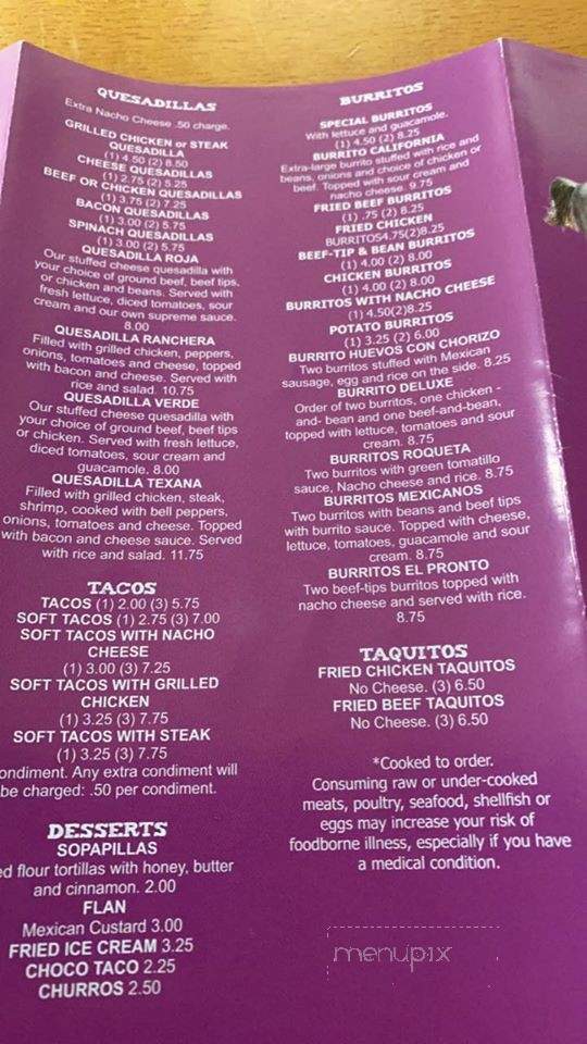 Los Potreros Mexican Restaurant - Laurens, SC menu_pic