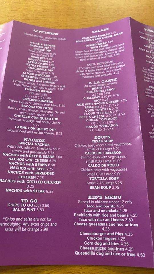 Los Potreros Mexican Restaurant - Laurens, SC menu_pic