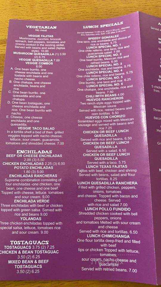 Los Potreros Mexican Restaurant - Laurens, SC menu_pic