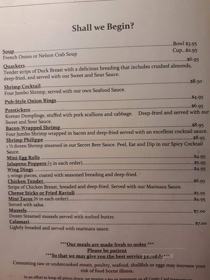 Nelson House - DuBois, PA menu_pic
