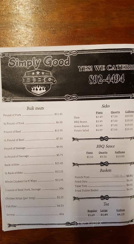 Simply Good Bbq & Sandwich - Defuniak Springs, FL