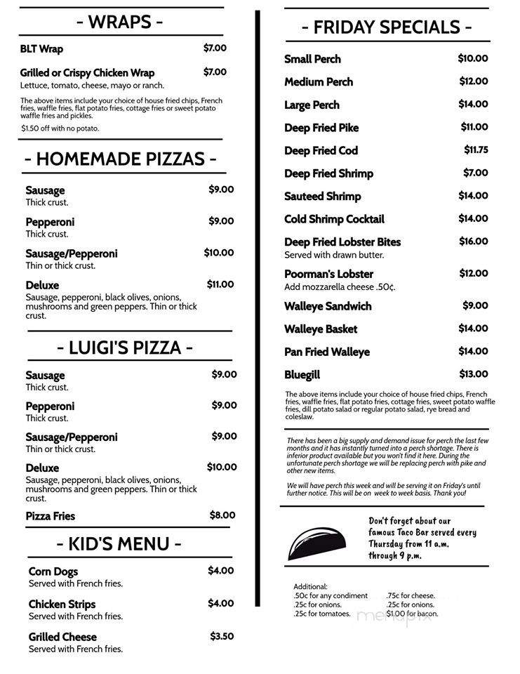 Lumber Yard Tavern - Bonduel, WI menu_pic