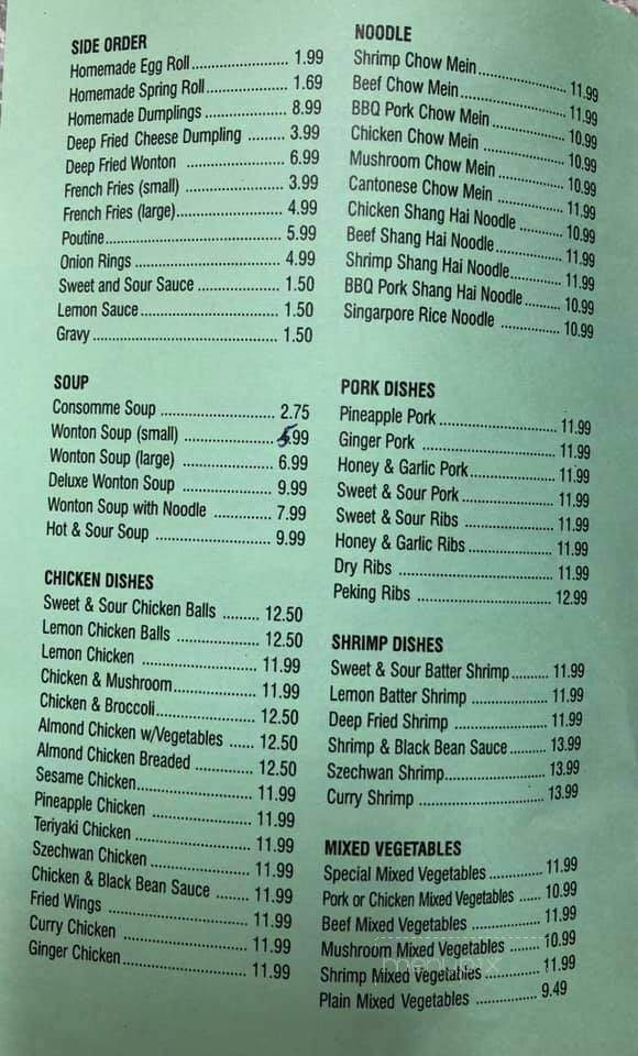 Lee's Restaurant - Rivers, MB menu_pic