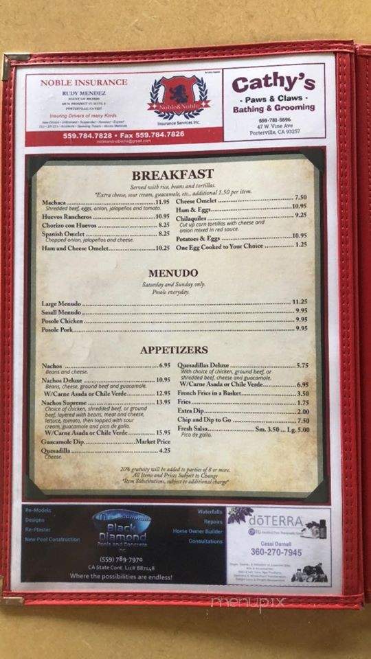 China's Alley Restaurant - Porterville, CA menu_pic