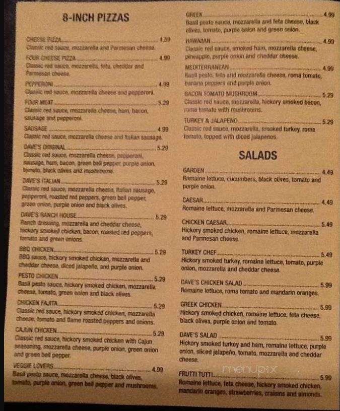 Dave's Deli - Hoover, AL menu_pic