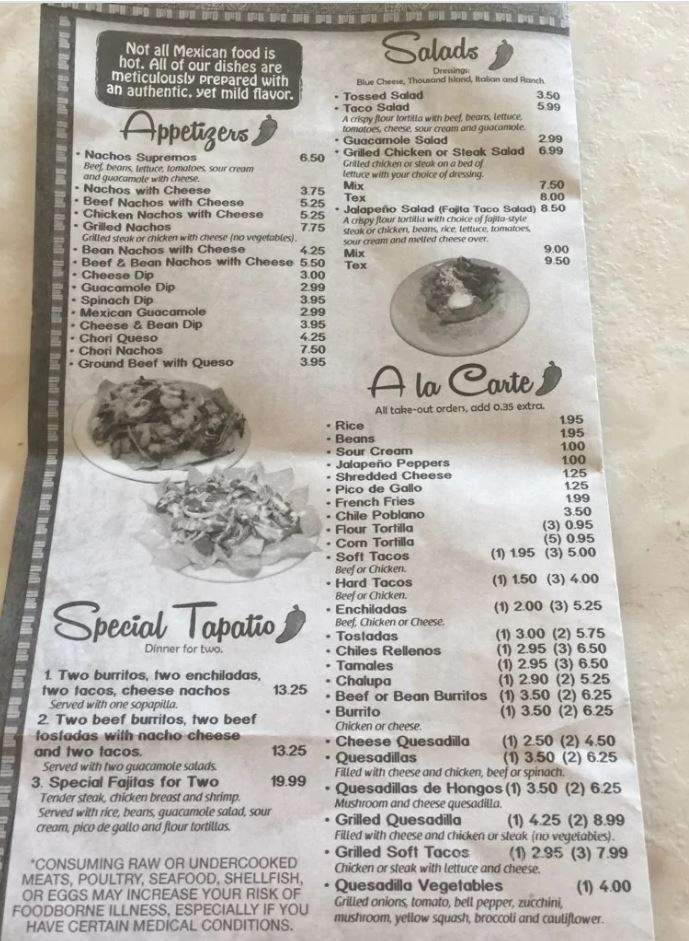 Los Jalapenos - Unicoi, TN menu_pic