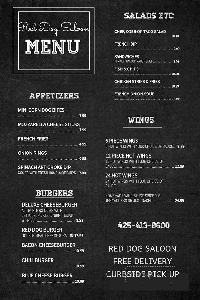 Red Dog Saloon - Maple Valley, WA menu_pic