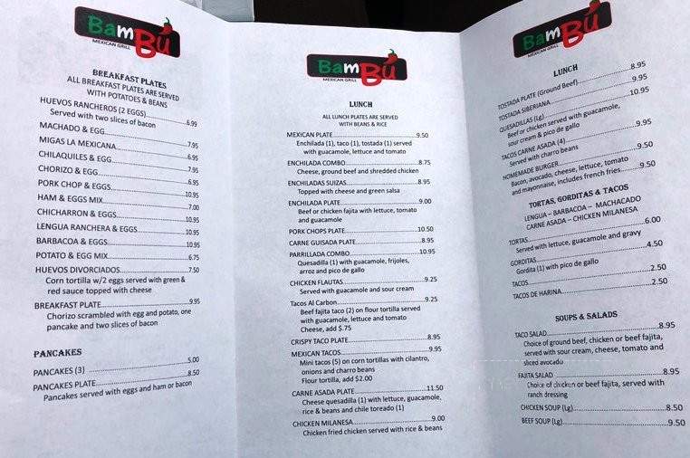 Bambu Mexican Grill - Galveston, TX menu_pic