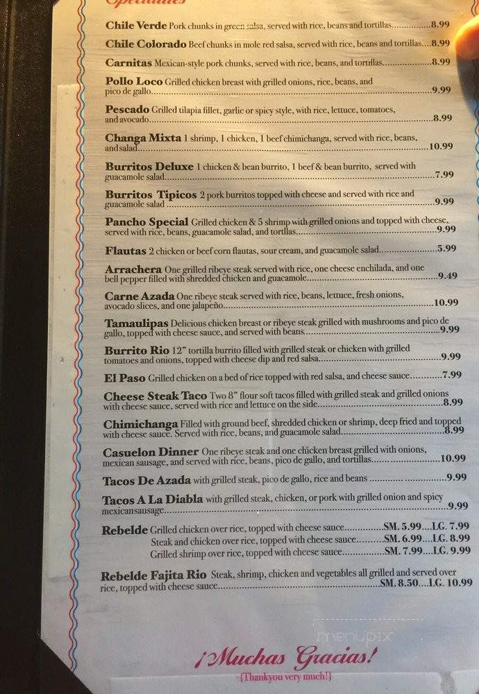 El Rio Lindo - Helena, AR menu_pic