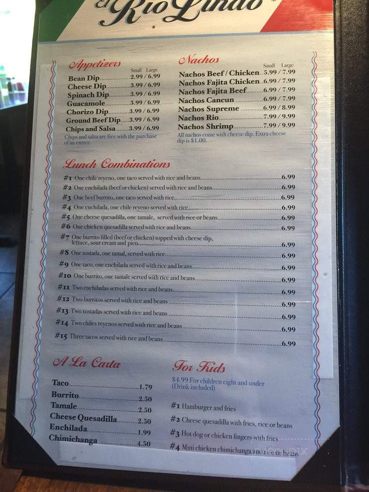 El Rio Lindo - Helena, AR menu_pic