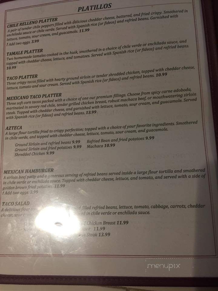 Menu of Mission At The Bell Restaurant in Trinidad, CO 81082