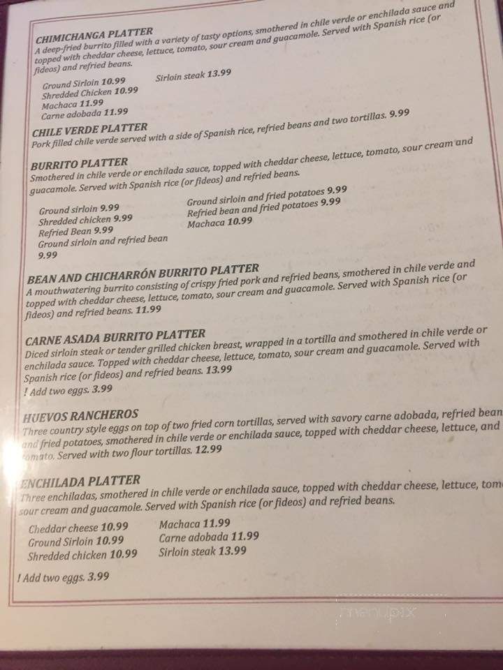Menu of Mission At The Bell Restaurant in Trinidad, CO 81082
