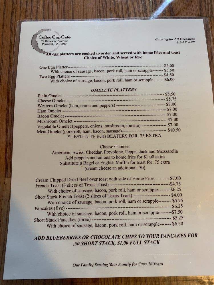 Coffee Cup Cafe - Penndel, PA menu_pic