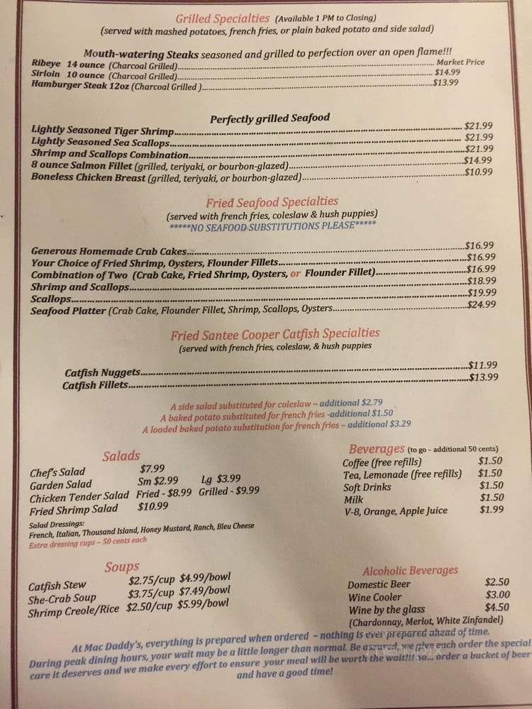 Mac Daddy's - Cross, SC menu_pic