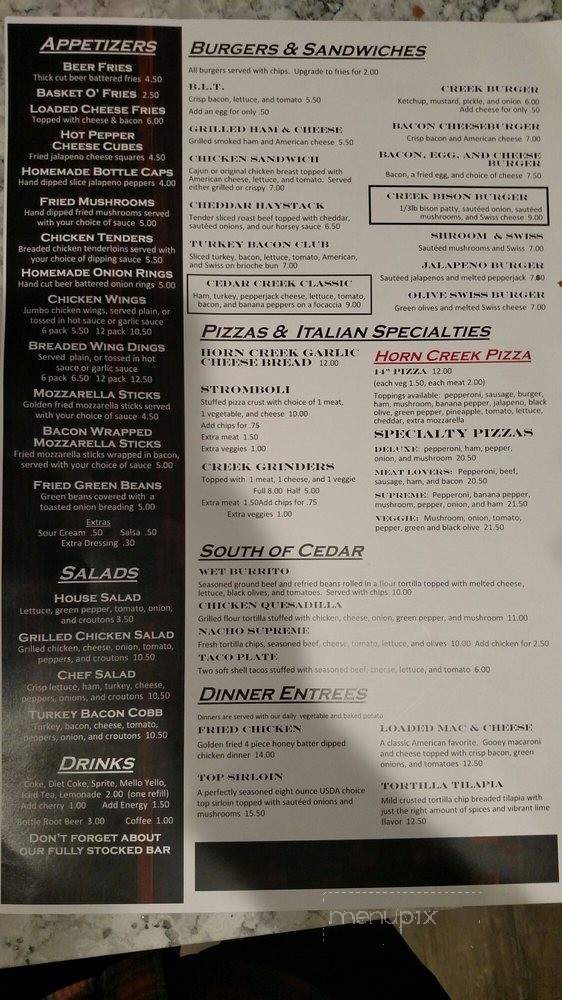 Horn Creek Pub - Delton, MI menu_pic