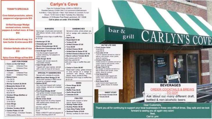 Carlyn's Cove - Larchmont, NY menu_pic