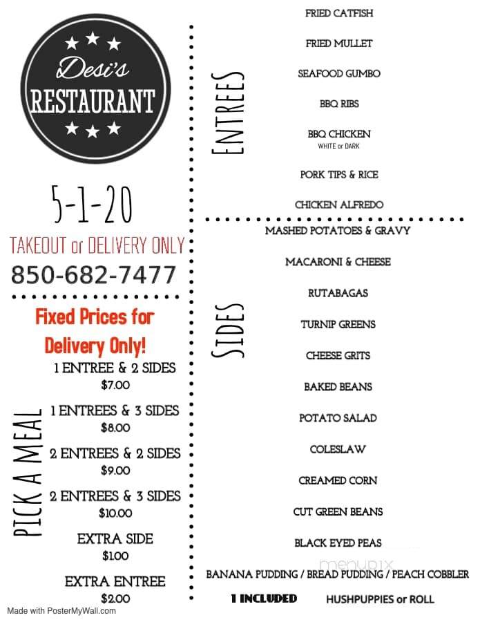 Desi's Downtown Restaurant - Crestview, FL menu_pic