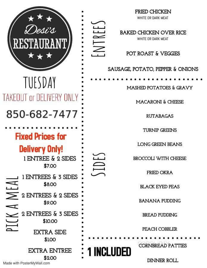 Desi's Downtown Restaurant - Crestview, FL menu_pic