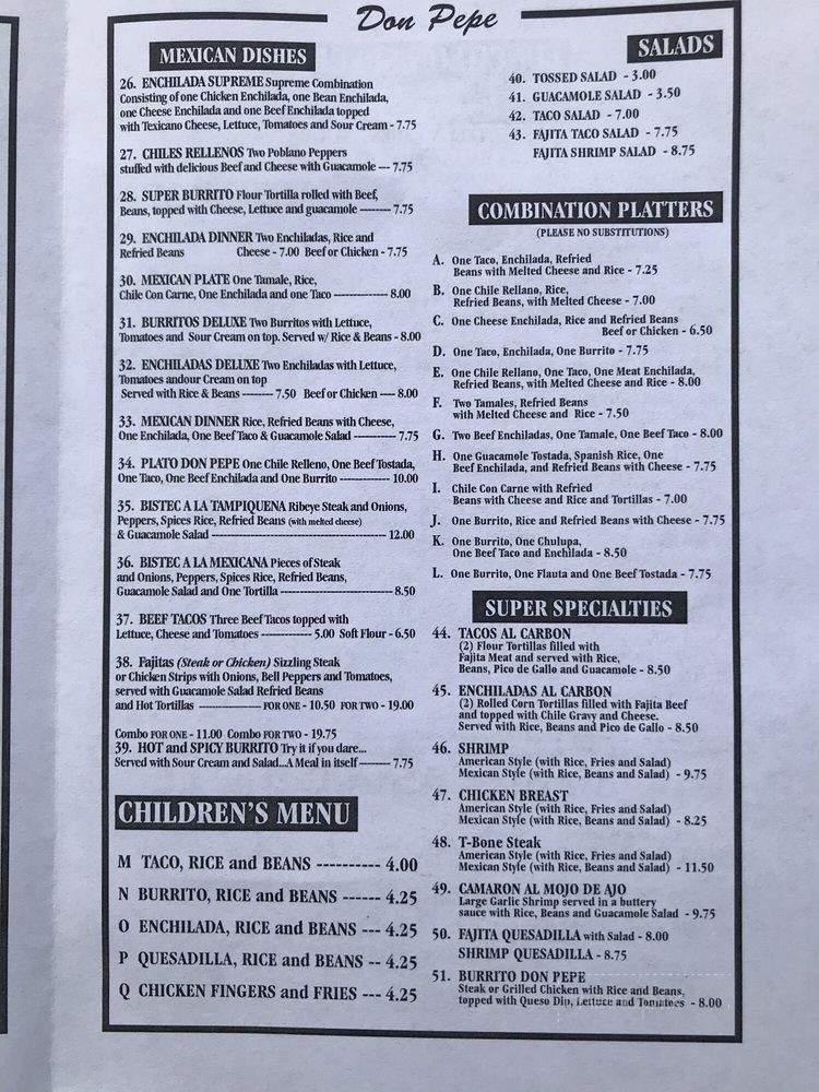 Don Pepe Mexican Restaurant - Dunnellon, FL menu_pic