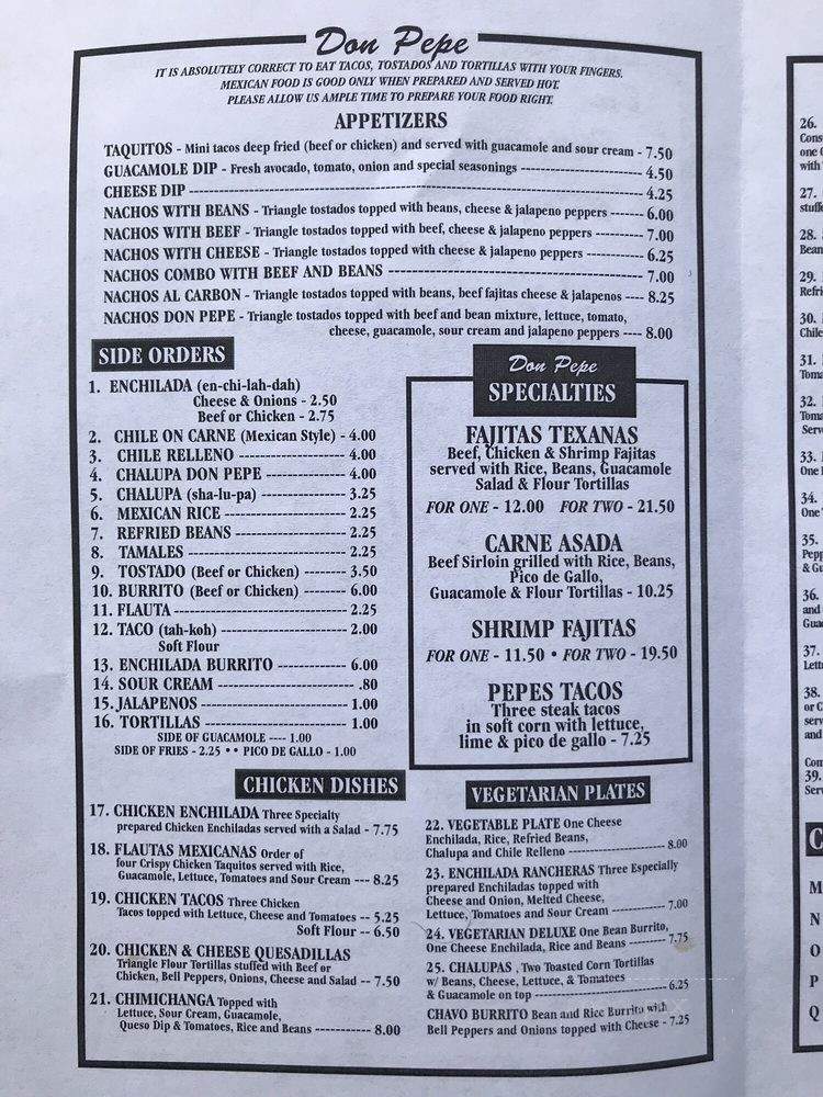 Don Pepe Mexican Restaurant - Dunnellon, FL menu_pic