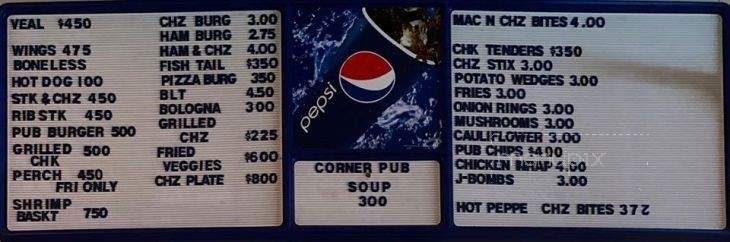 Corner Pub - Jackson, OH menu_pic