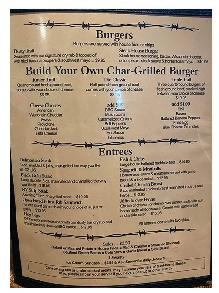 Trail Inn - Cogan Station, PA menu_pic