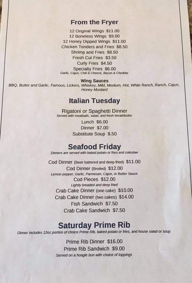 Nittany Pub & Grille - Sharon, PA menu_pic
