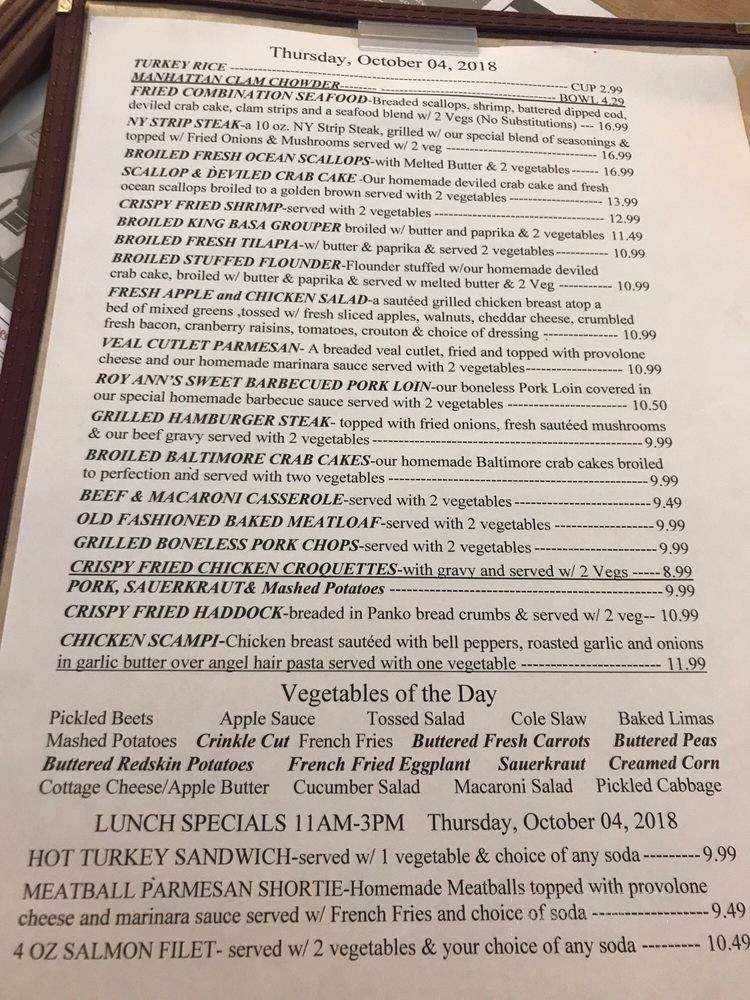 Royann Diner - Sellersville, PA menu_pic