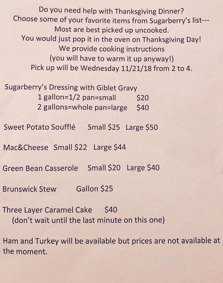 Sugarberry's - Cochran, GA menu_pic
