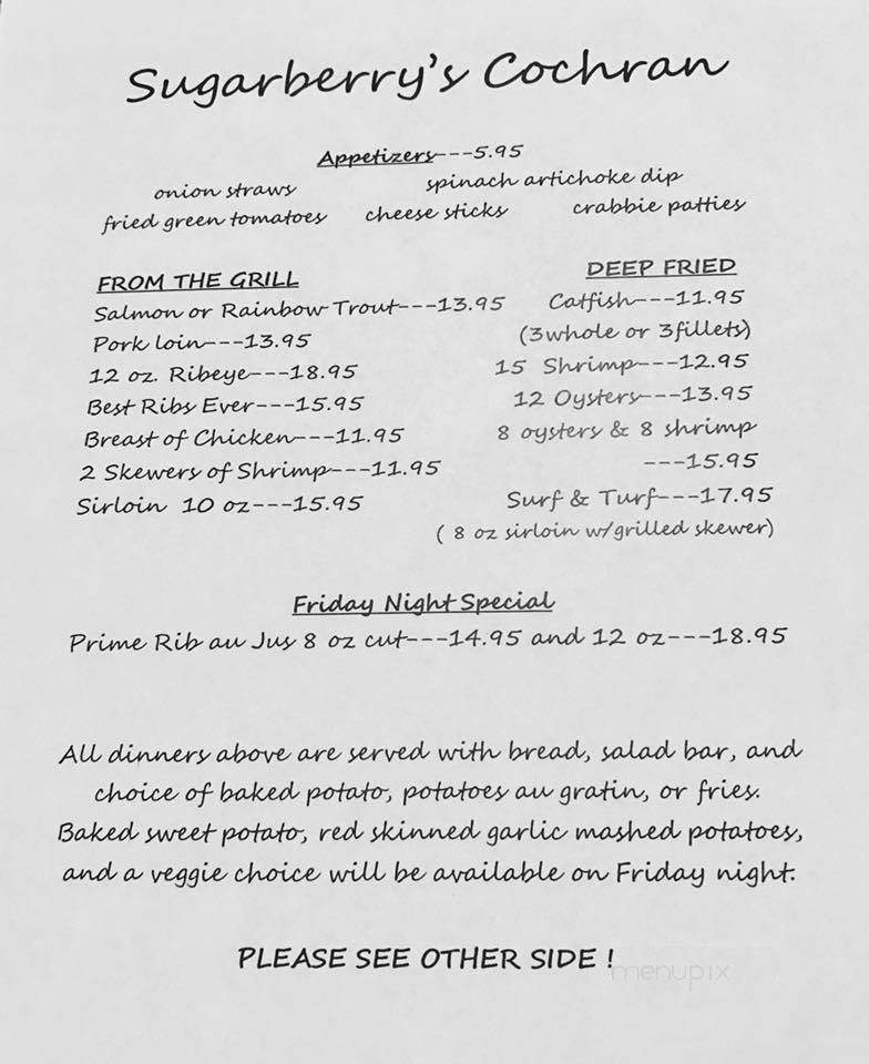Sugarberry's - Cochran, GA menu_pic