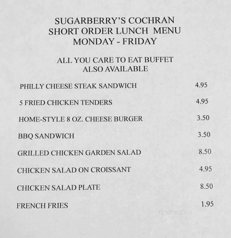 Sugarberry's - Cochran, GA menu_pic