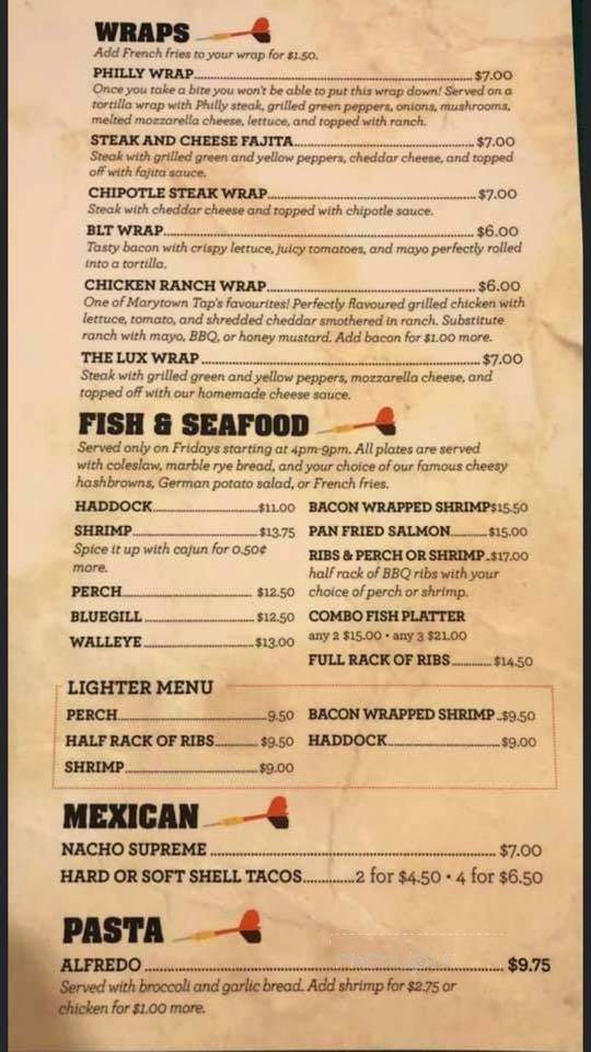 Marytown Tap - New Holstein, WI menu_pic