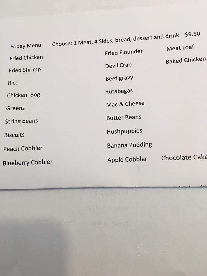 Mr B's Seafood House - Hartsville, SC menu_pic